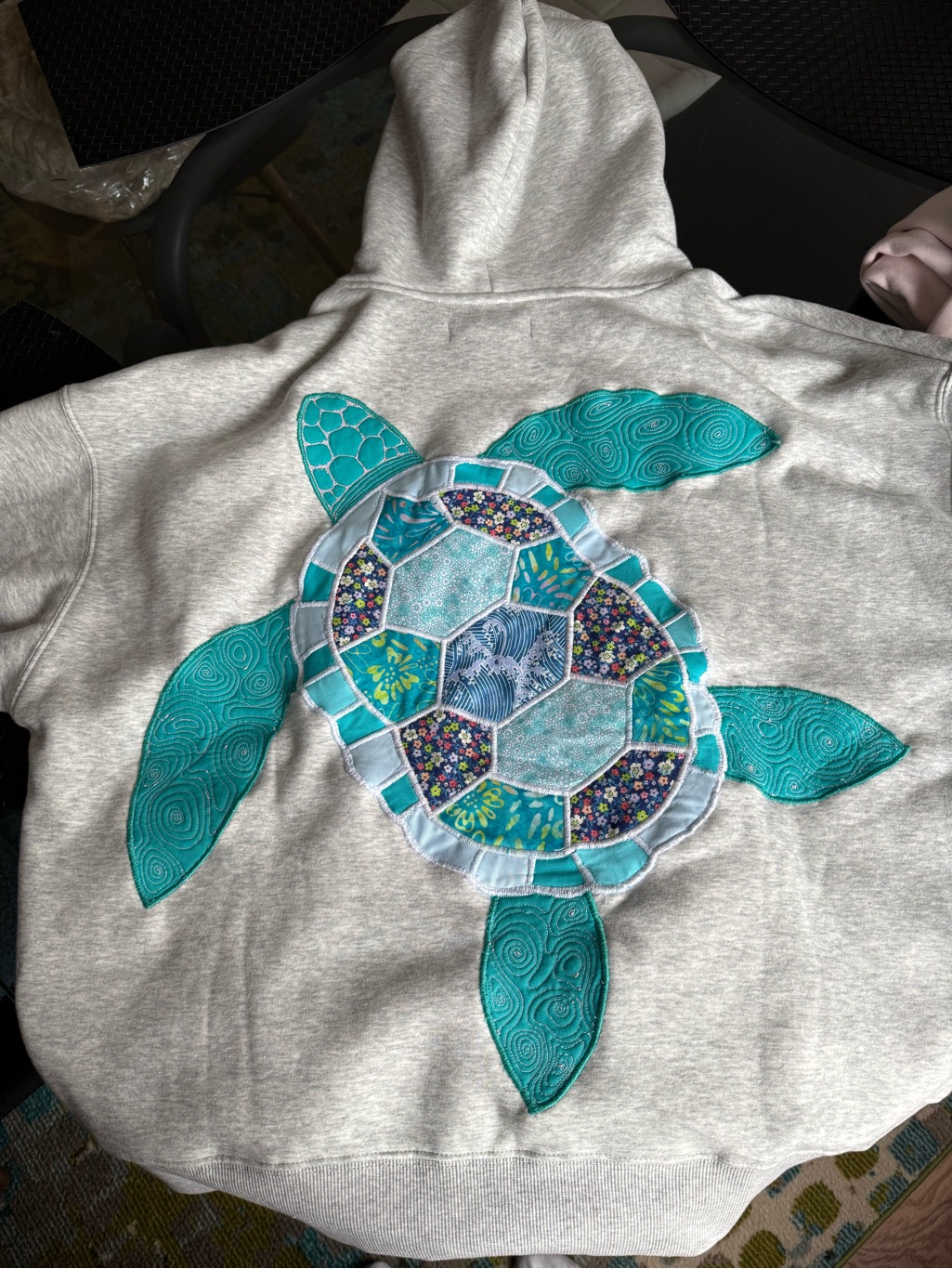 Hand Stitched Turtle Hoodie